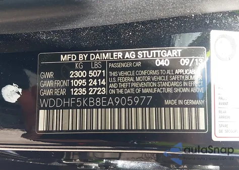 2014 Mercedes-Benz E 350 from USA, damaged, VIN WDDHF5KB8EA905977